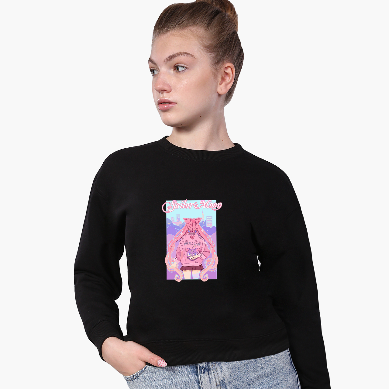 

Свитшот для девочек Сейлор Мун (Sailor Moon) (9509-2913-8) 158-164 см Черный