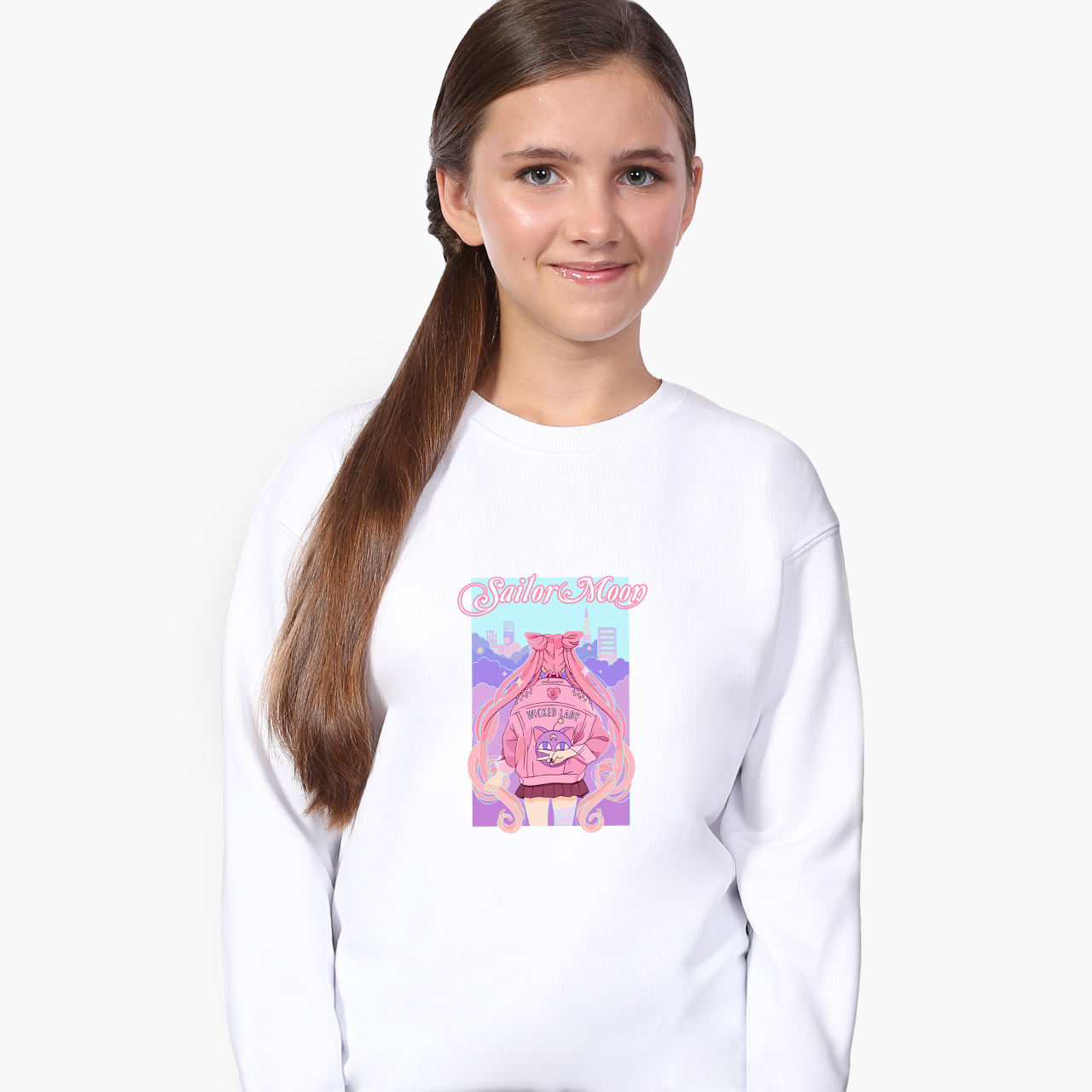 

Свитшот для девочек Сейлор Мун (Sailor Moon) (9509-2913-1) 122-128 см Белый