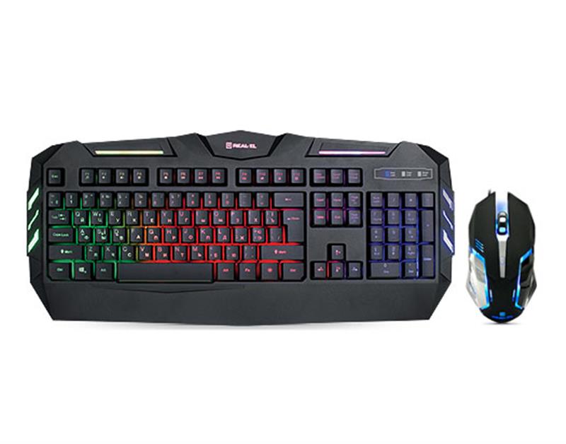 

Комплект клавиатура + мышь REAL-EL Gaming 9500 Kit Backlit Black USB