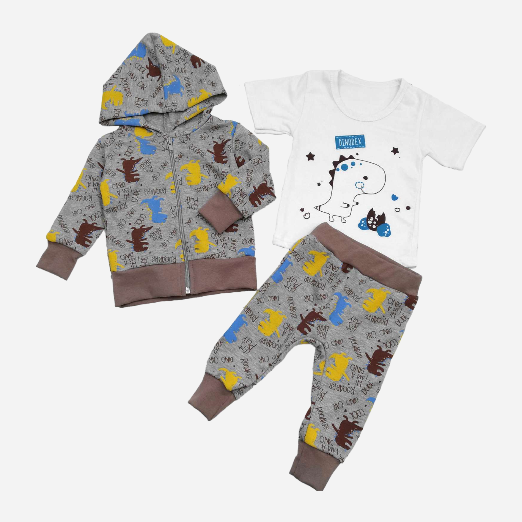 

Комплект (толстовка + футболка + штаны) Dexters Dinodex d910дн-ср 74 см Серый/Белый