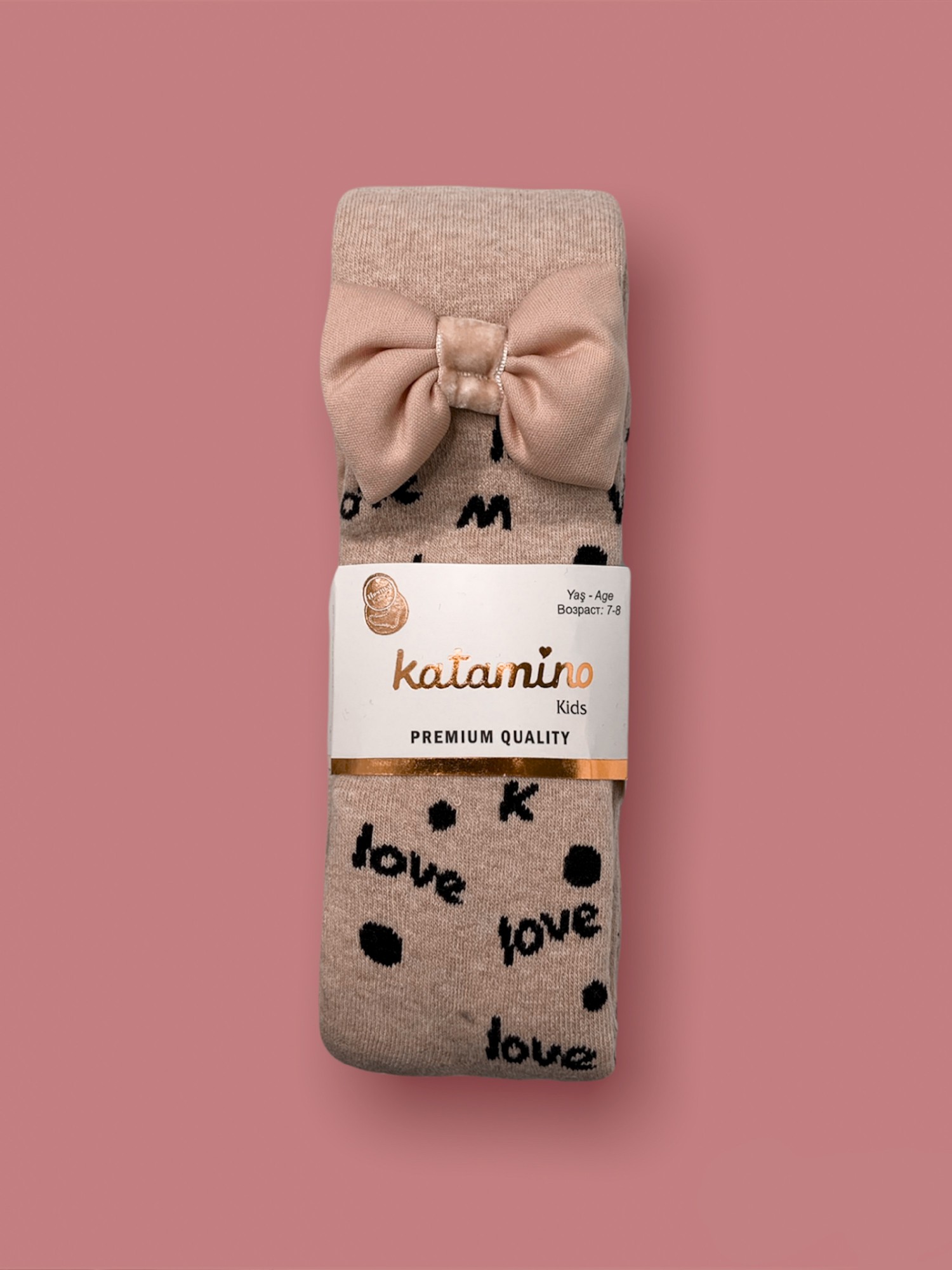 

Колготки детские зимние Katamino с бантиком 7-8 лет (119-131 см) Бежевые