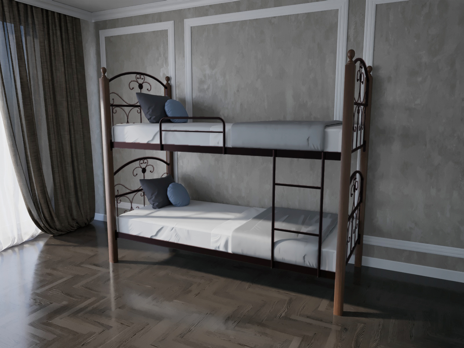 

Кровать MELBI Патриция Вуд Двухъярусная 90*200 см Бордовый лак (КМ-001-03-10бор)