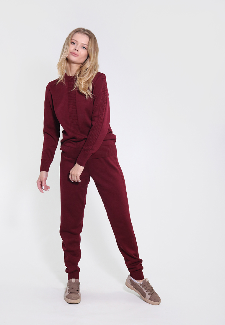 

Теплый вязаный женский костюм Mari-Knit 1296 M бордовый 60596