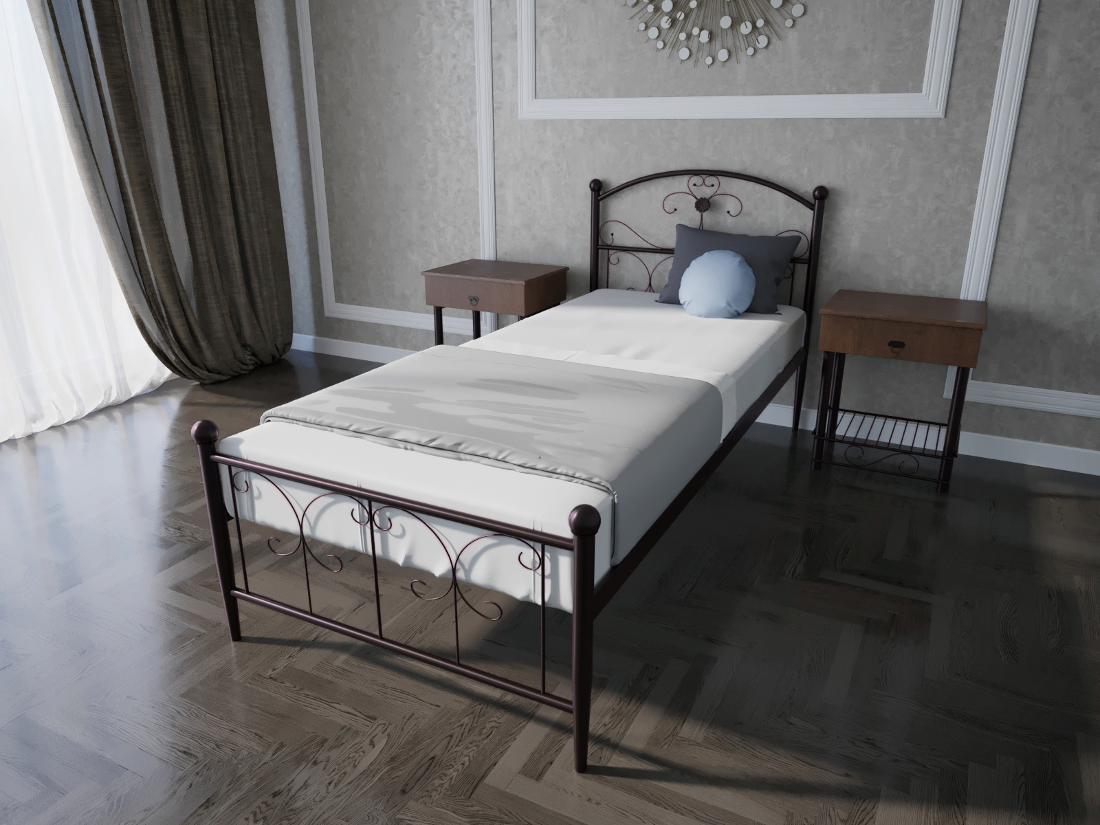 

Кровать MELBI Патриция Односпальная 90*200 см Бордовый лак (КМ-002-01-2бор)