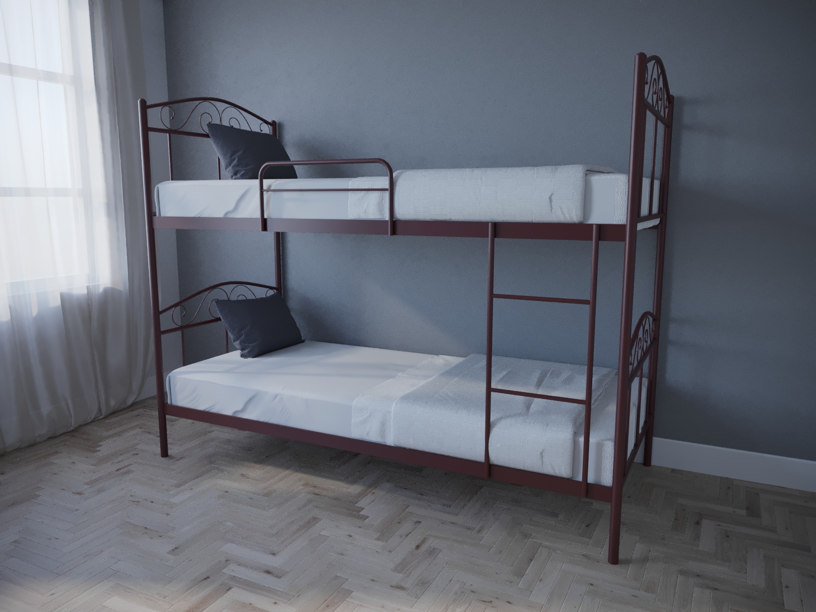 

Кровать MELBI Элис Люкс Двухъярусная 80х190 см Бордовый лак