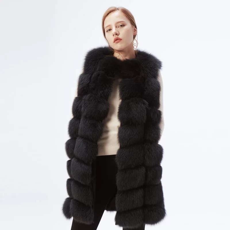 

Длинная меховая жилетка Fanpuguizhen Milanka 56 (6XL) Чёрная