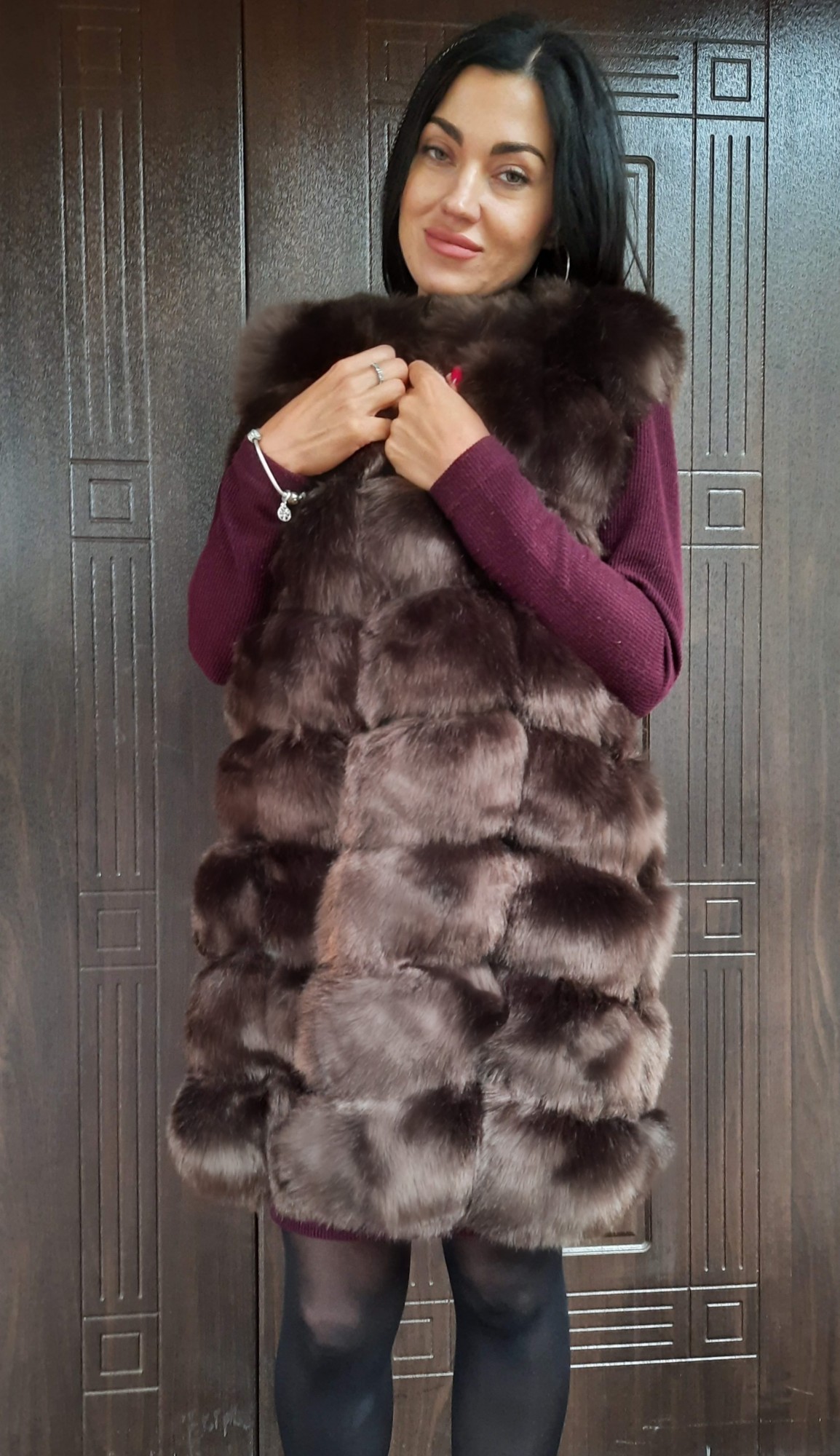 

Длинная меховая жилетка Fanpuguizhen Milanka 52 (4XL) Шоколадный