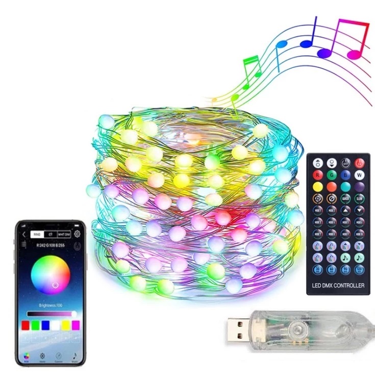 

Гирлянда Smart RGB FG 723-1 Разноцветный c управлением через приложение телефона + пульт ДУ 10 метров/100 лампочек