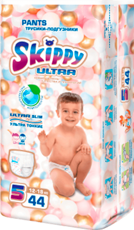 

Трусики-подгузники детские Skippy Ultra размер 5 (12-18 кг) 44 шт (6942648910324)