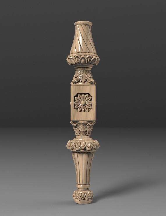 

Ножка с богатым резным декором Majsterdekor точеная из дерева. Для тумбы, шкафа, кресла, пуфика. 260 мм. (Ножка 10)