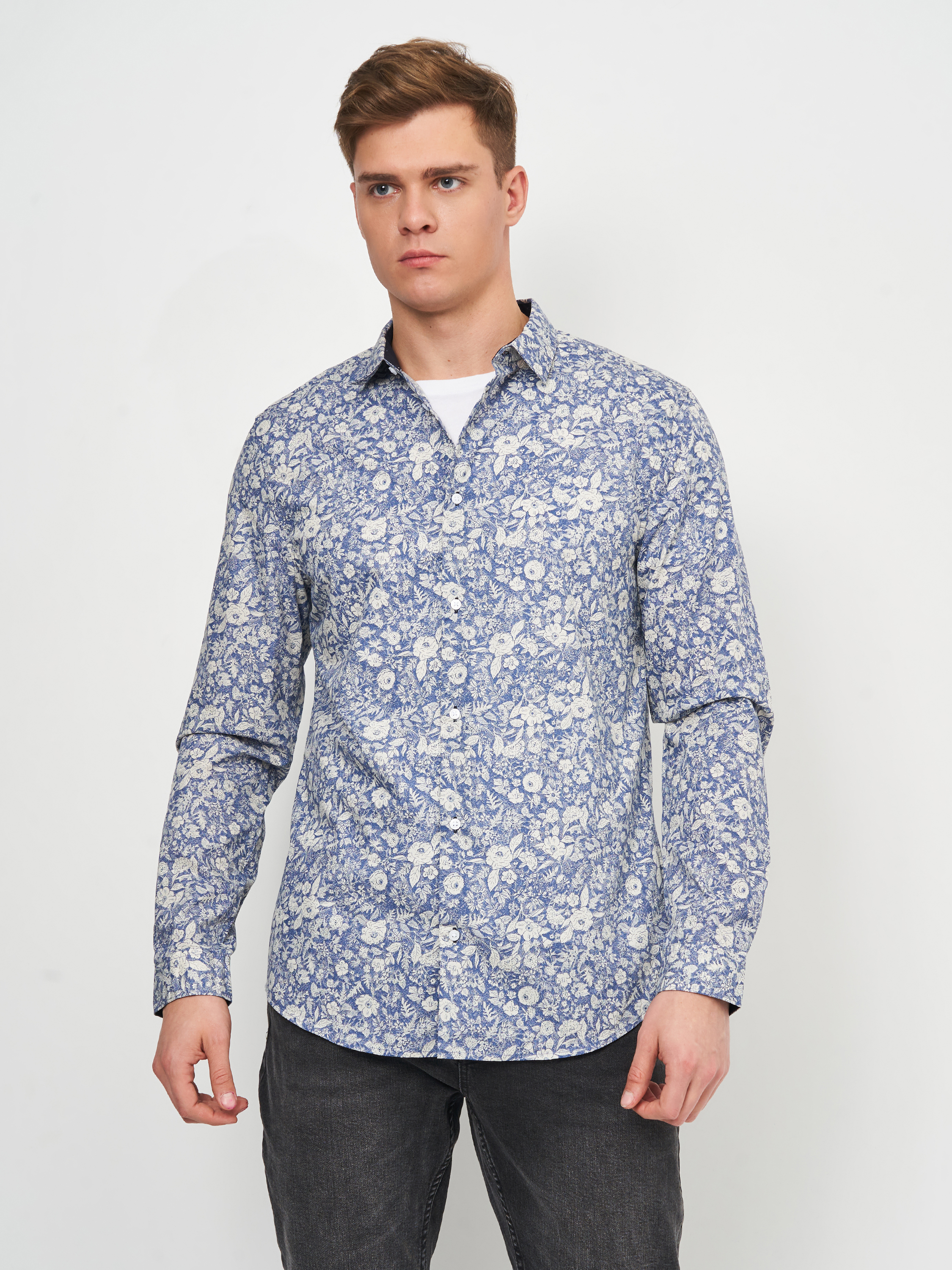 

Рубашка H&M 6002291bar  Сине-белая, Рубашка H&M 6002291bar L Сине-белая