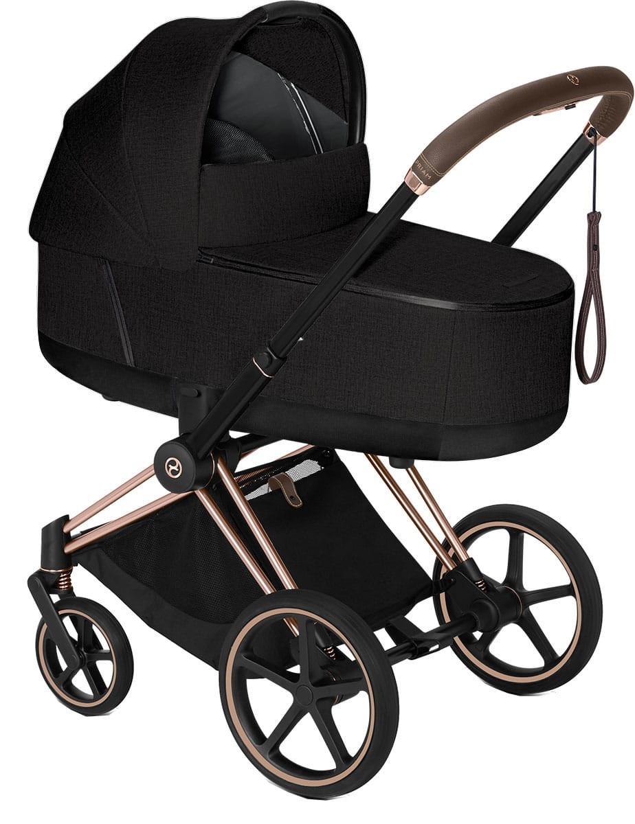 

Коляска для новорожденных Cybex e-Priam Stardust Black Plus шасси Rose Gold