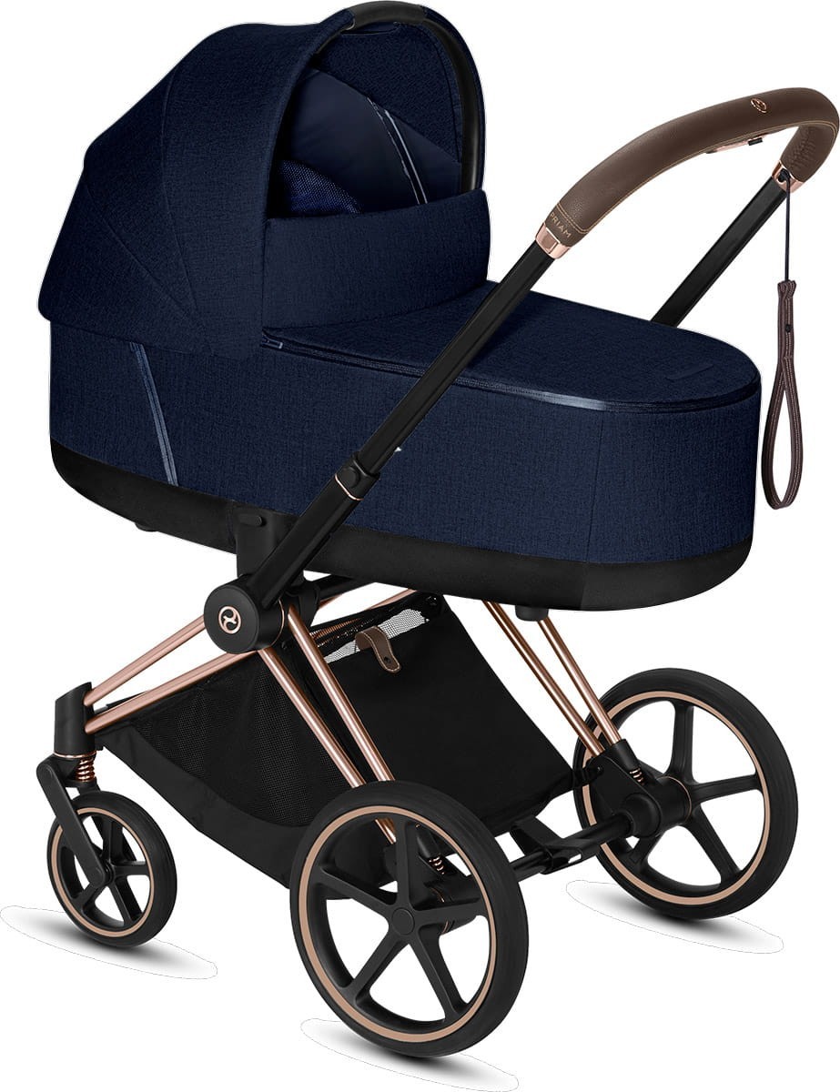 

Коляска для новорожденных Cybex e-Priam Midnight Blue Plus шасси Rose Gold