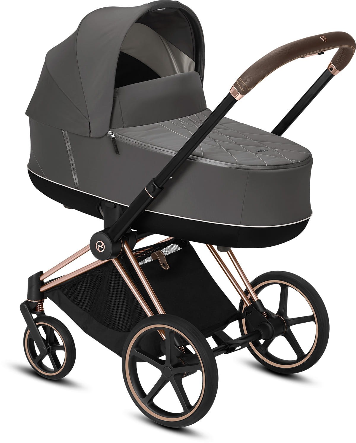 

Коляска для новорожденных Cybex e-Priam Soho Grey шасси Rose Gold