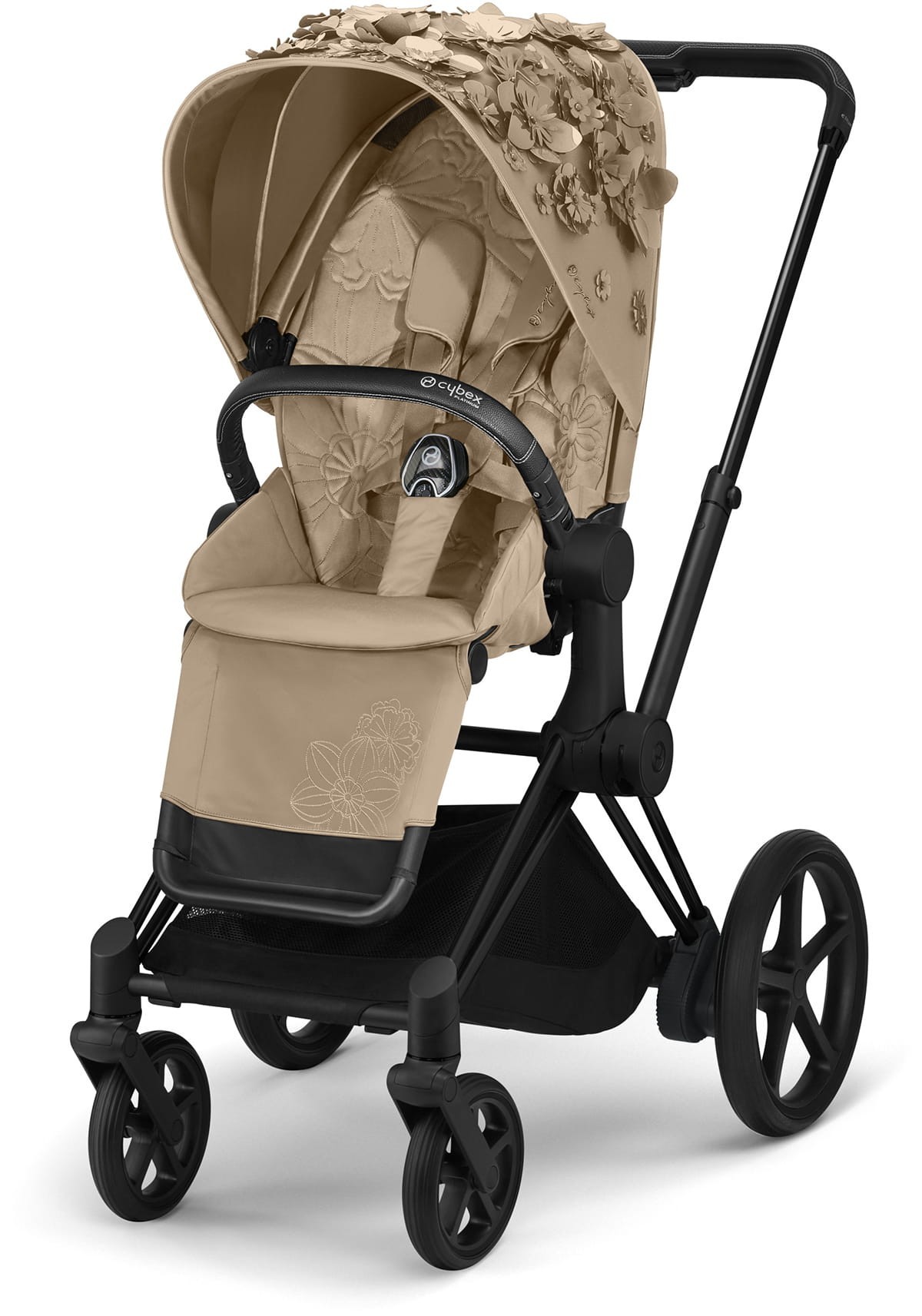 

Прогулочная коляска Cybex e-Priam Fashion Edition Simply Flowers mid beige шасси Matt Black