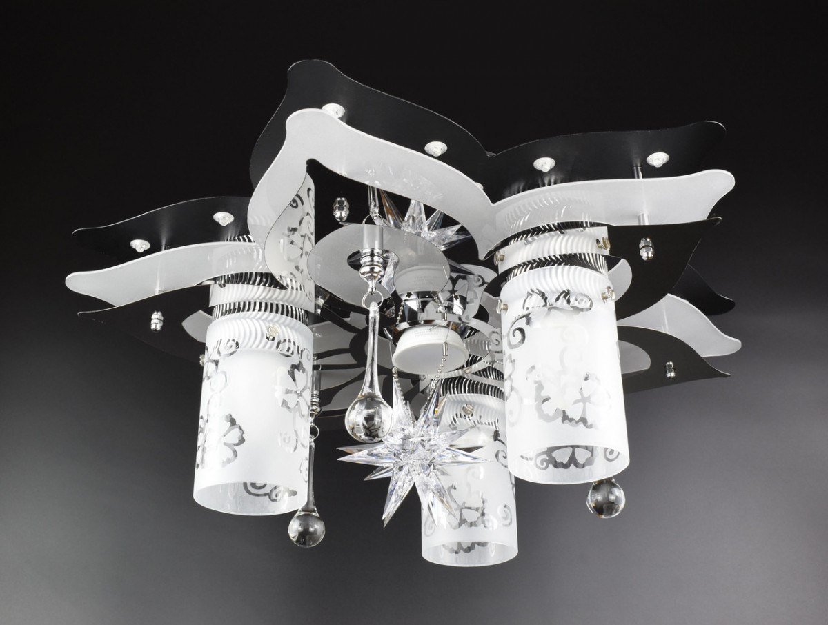 

Люстра Sunnysky потолочная Космос с цветной Led подсветкой и авто отключением с пультом Черный 19х43х43 см YR-5561/3+1-YV