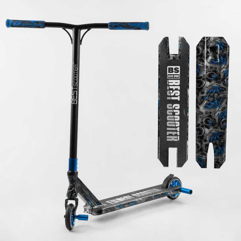

Самокат трюковый Best Scooter BS-77566 (4) HIC-система, ПЕГИ, алюминиевый диск и дека с ПРИНТОМ, колёса PU, d=110мм, ширина руля - 60 см, в коробке
