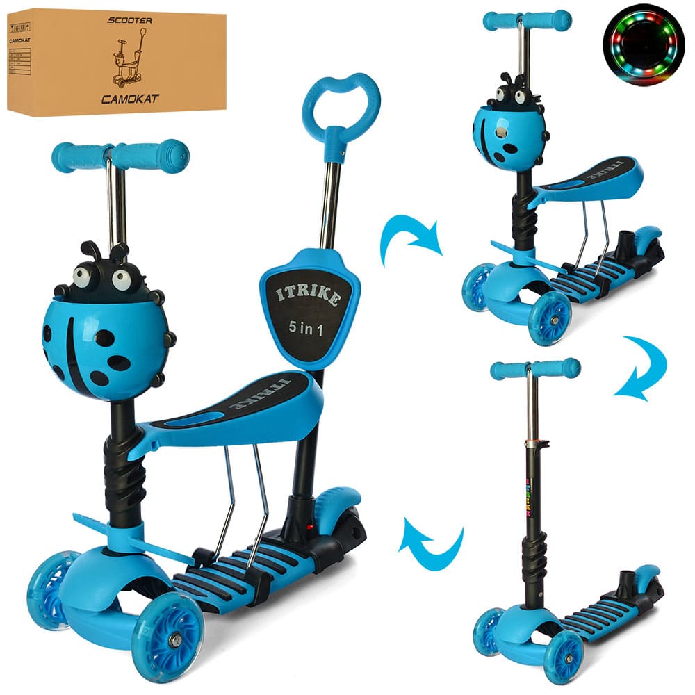 

Детский трехколесный самокат iTrike JR 3-026-BL, MAXI, 5 в 1