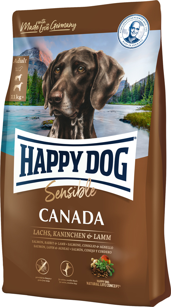 

Сухой корм Happy Dog Sensible Canada для молодых и взрослых собак с повышенной чувствительностью к кормам (без злаков) 12.5 кг