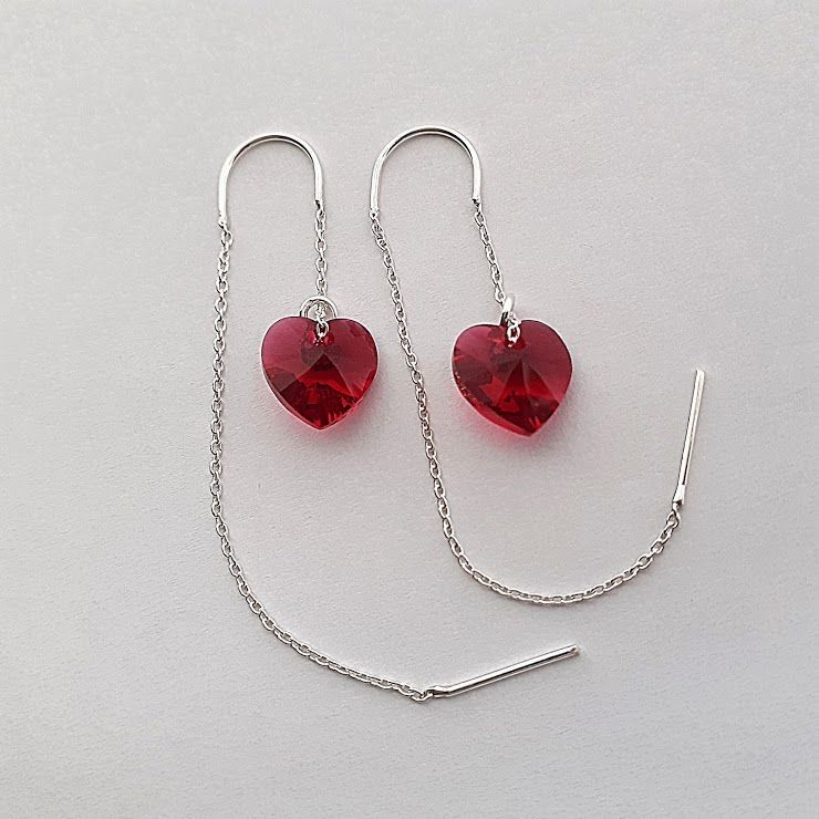 

Серебряные серьги-протяжки с кристаллами Swarovski