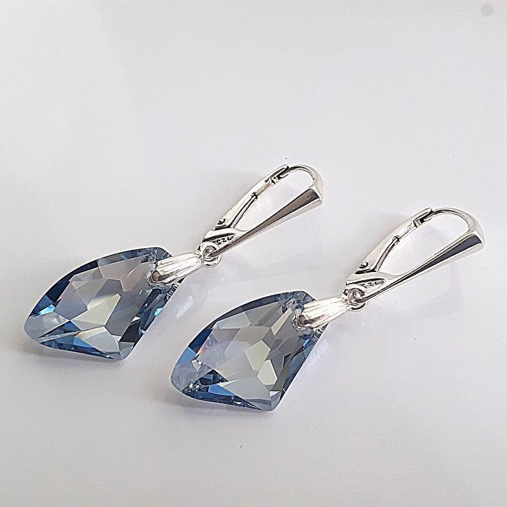 

Серебряные длинные серьги с подвесками Swarovski