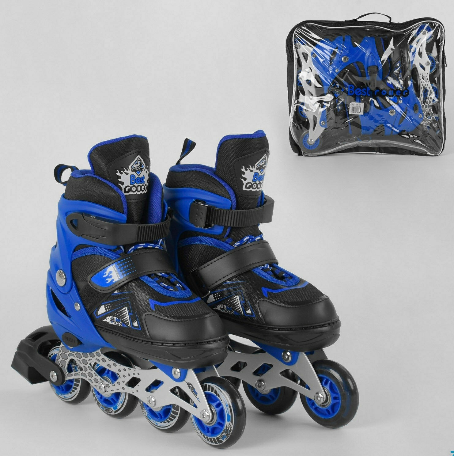 

Детские ролики Best Roller 9566-S размер 30-33 черный з синим