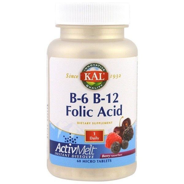 

Витамин B12 + B6 KAL B-6 3 mg B-12 1000 mcg Folic Acid 680 mcg 60 микто таблеток