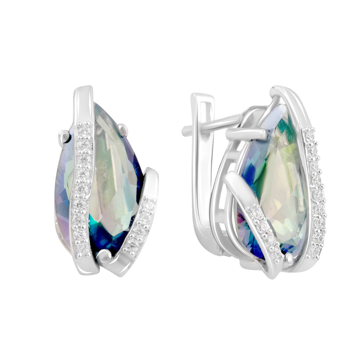 

Серебряные серьги jill с мистик топазом 7.338ct