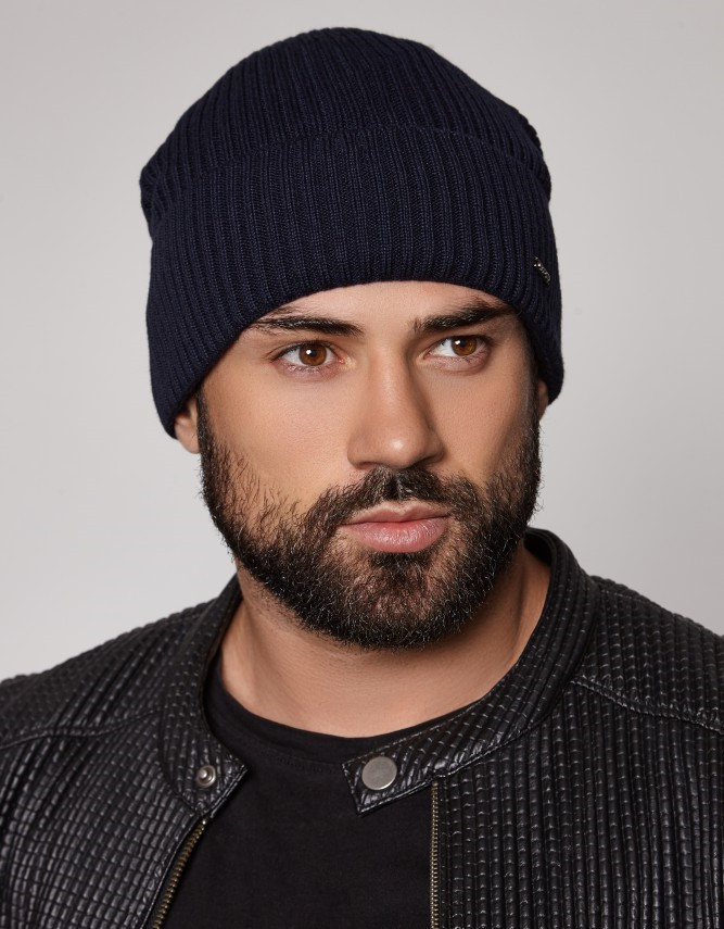 

Шапка мужская Caskona ОГ 54-58 см зима/осень на микрофлисе с ремешком сзади HENRY FLIP UNIX тёмно-синий