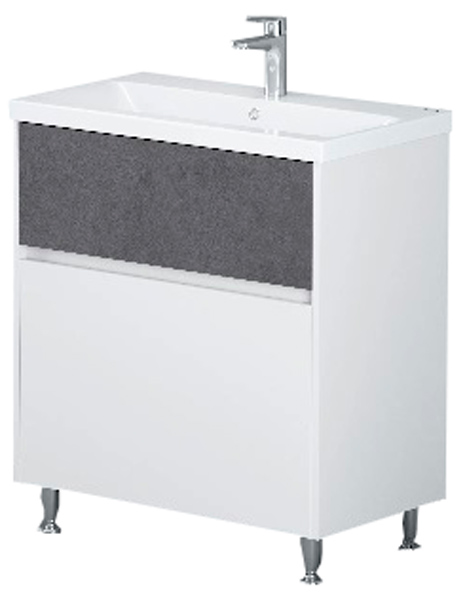 

Тумба напольная AM.PM GEM S 75 см 2 с умывальником M91-FSX0752-WC0752BF38 белый глянец/базальт