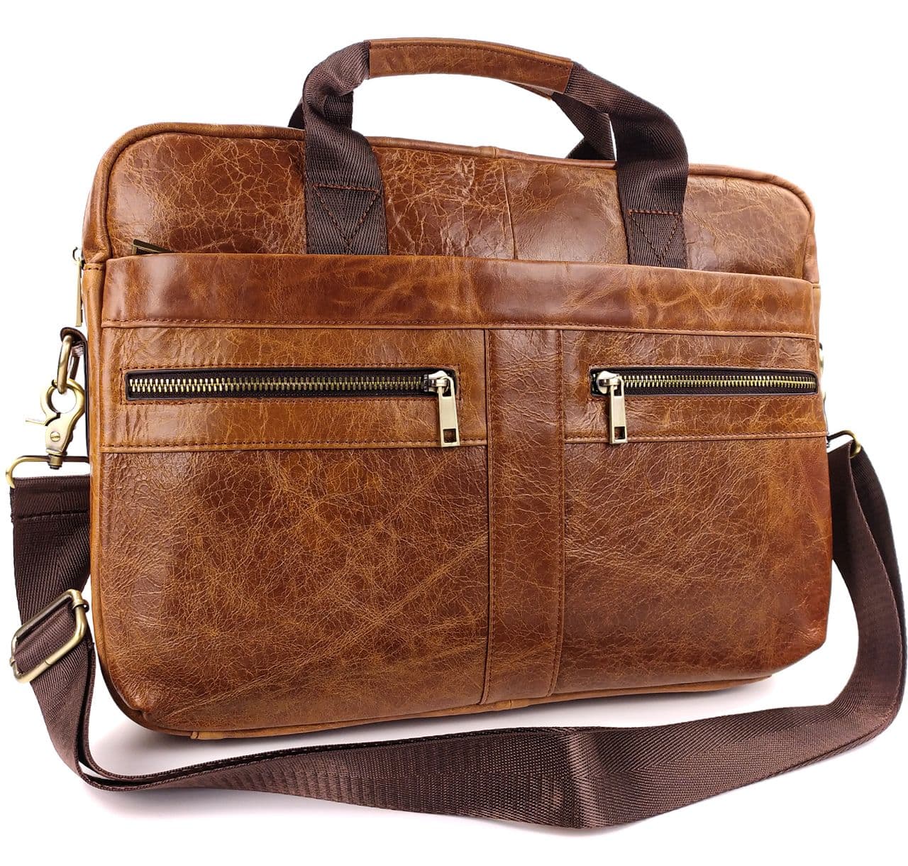 

Мужская офисная сумка-портфель из натуральной кожи JZ NS81371-2 40х29х9см коричневая