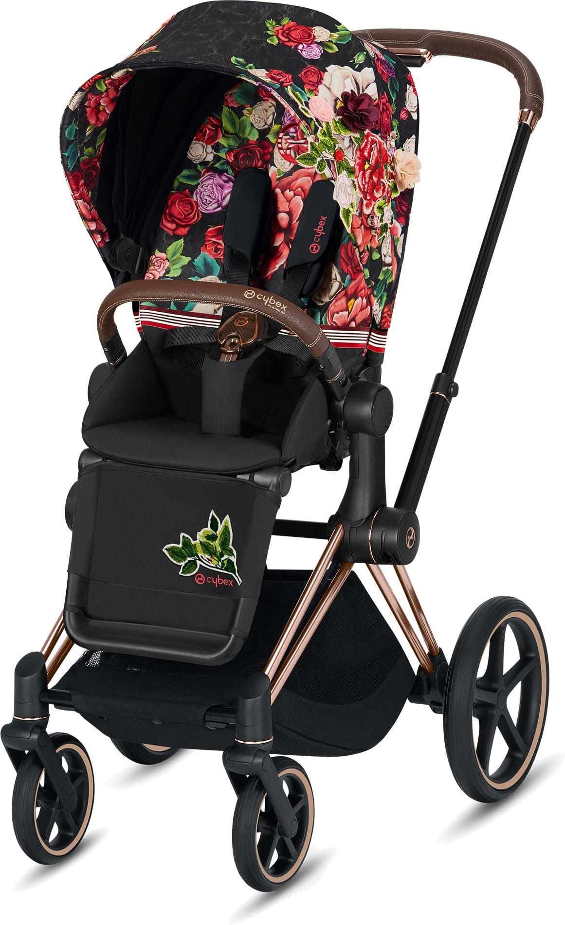

Прогулочная коляска Cybex e-Priam Fashion Edition Spring Blossom Dark black шасси Rose Gold