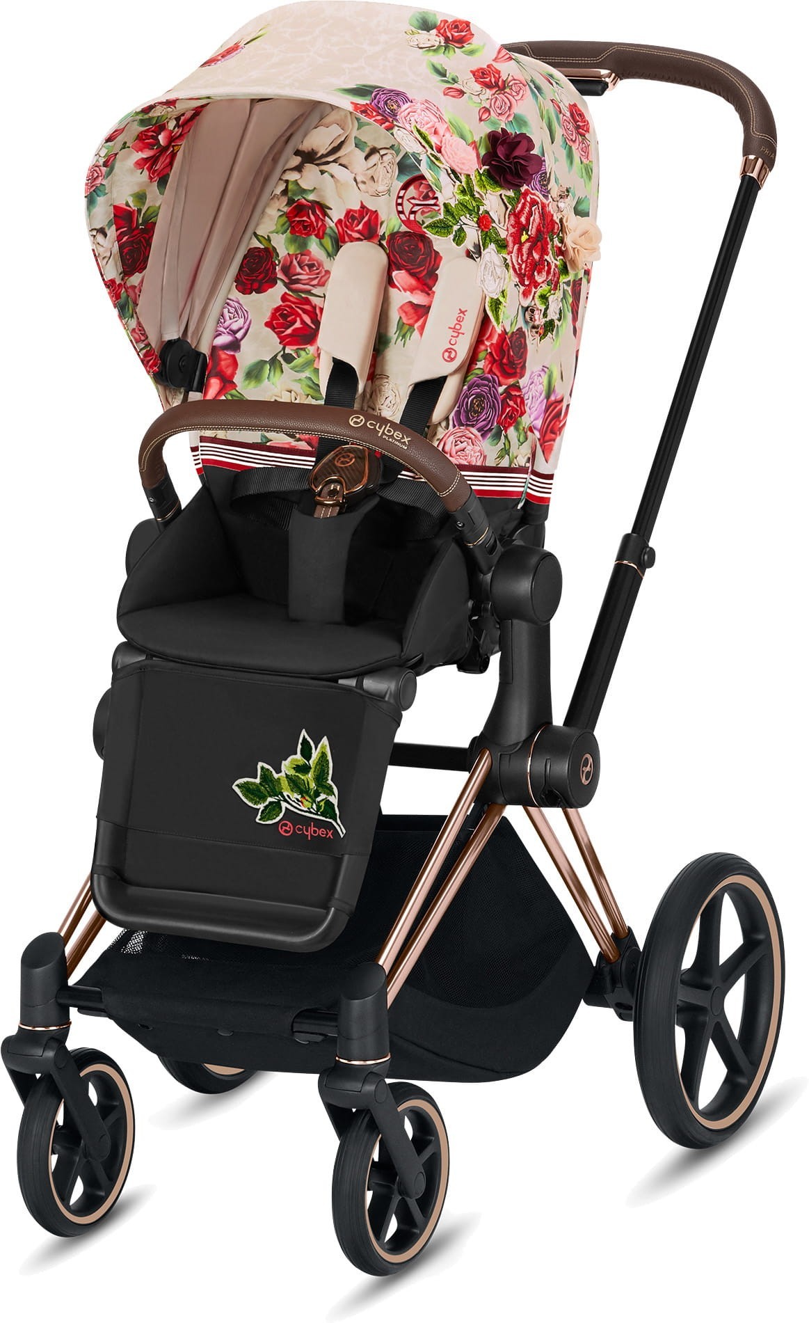 

Прогулочная коляска Cybex e-Priam Fashion Edition Spring Blossom light beige шасси Rose Gold