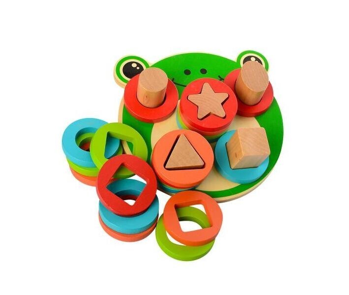 

Деревянная игрушка сортер Limo Toy Геометрика Жабка Монтессори MD1253