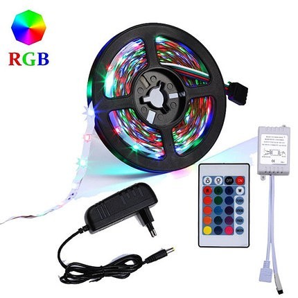 

Светодиодная лента RGB 5050 комплект с пультом 5м, новогодняя подсветка влагостойкая