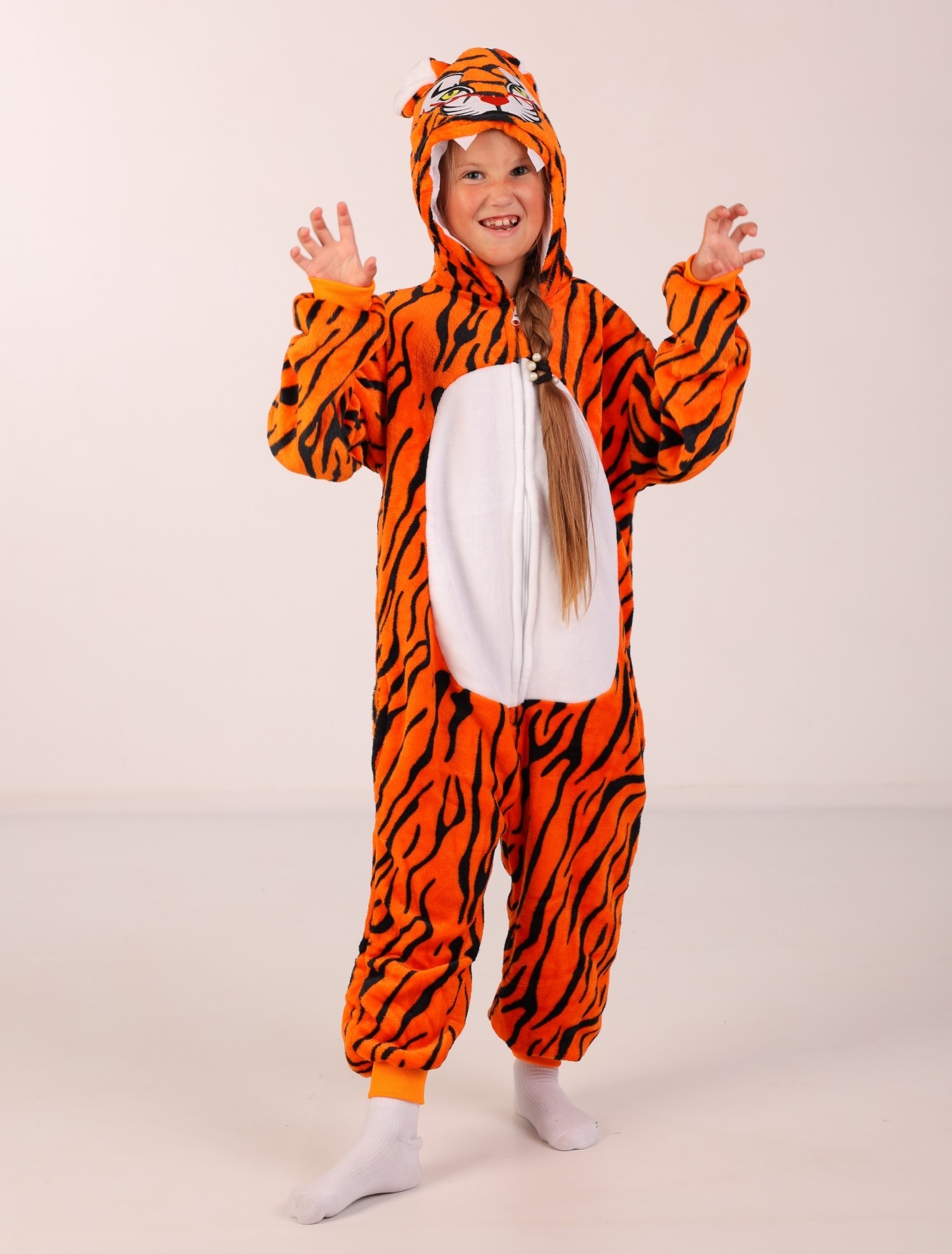 Пижама Кигуруми Kigurumi Тигр Для Детей И Подростков Оранжевый 100-110 ...