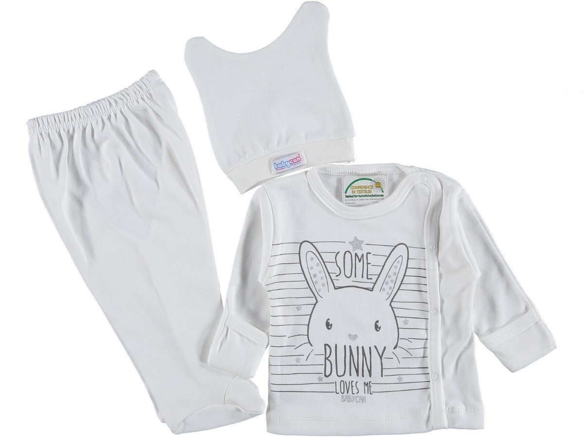 

Комплект (шапочка+распашонка+ползунки) Babycan Bunny Молочный 62 см