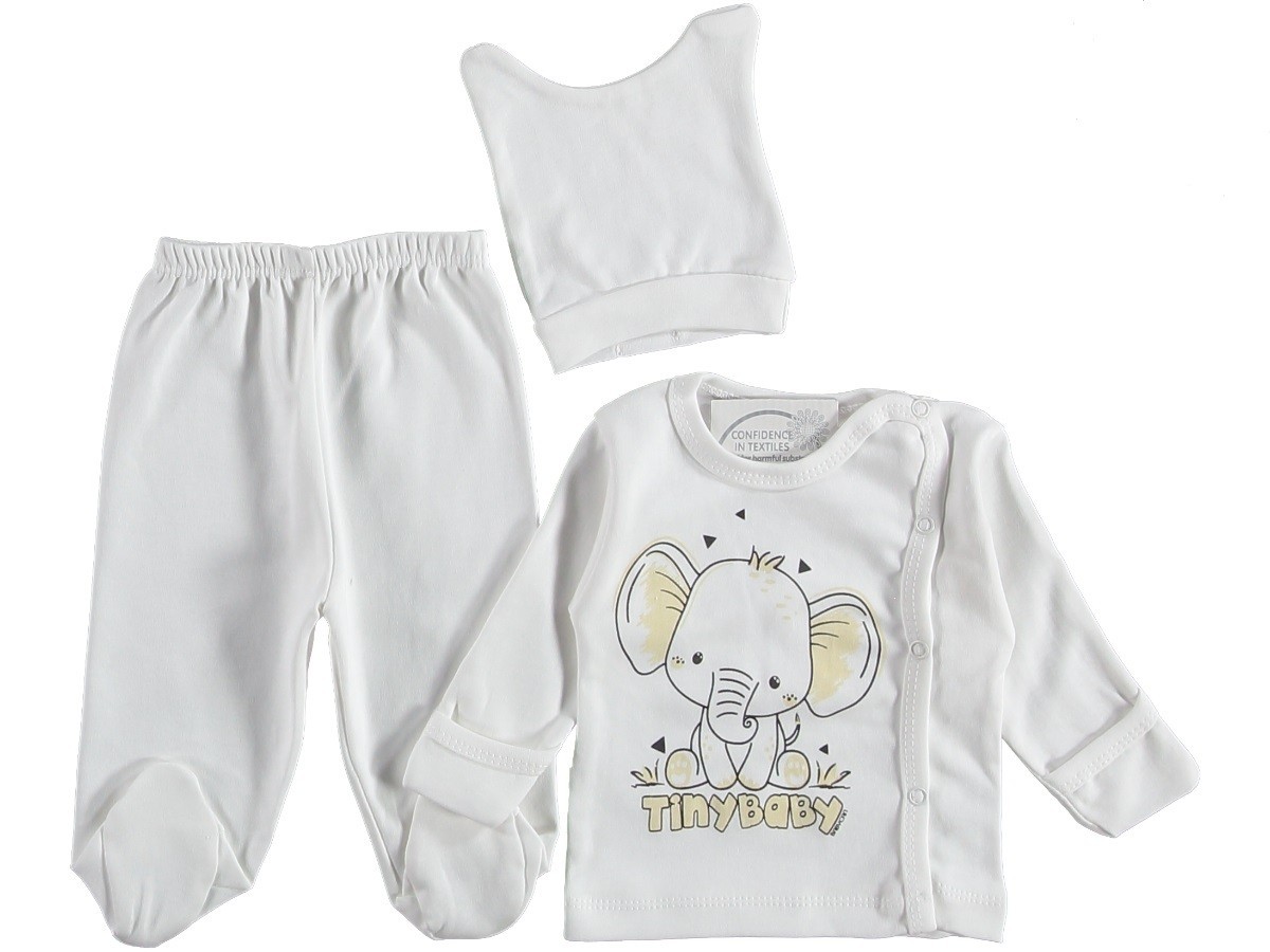 

Комплект (шапочка+распашонка+ползунки) Babycan Tinybaby Молочный 62 см