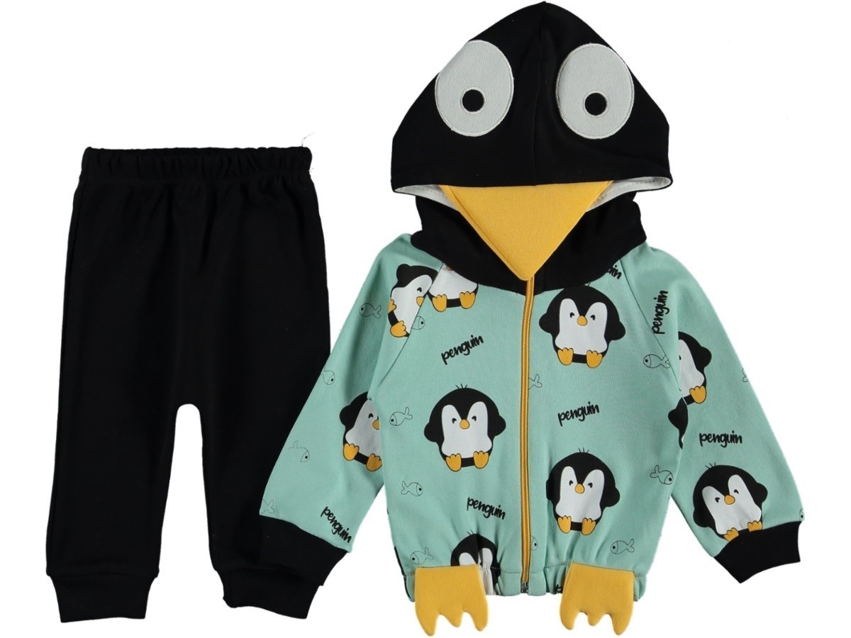 

Комплект (кофта+штаны) Tufito Penguin 80 см Бирюзово-черный