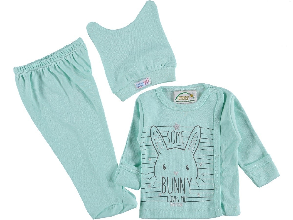 

Комплект (шапочка+распашонка+ползунки) Babycan Bunny Бирюзовый 62 см