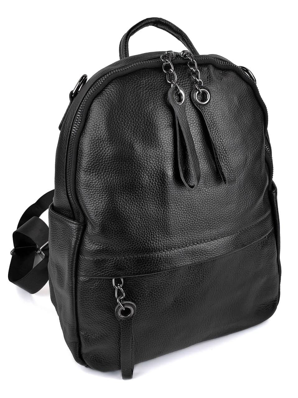 

Удобный женский кожаный рюкзак JZ NS87020-1 27х34х14см черный