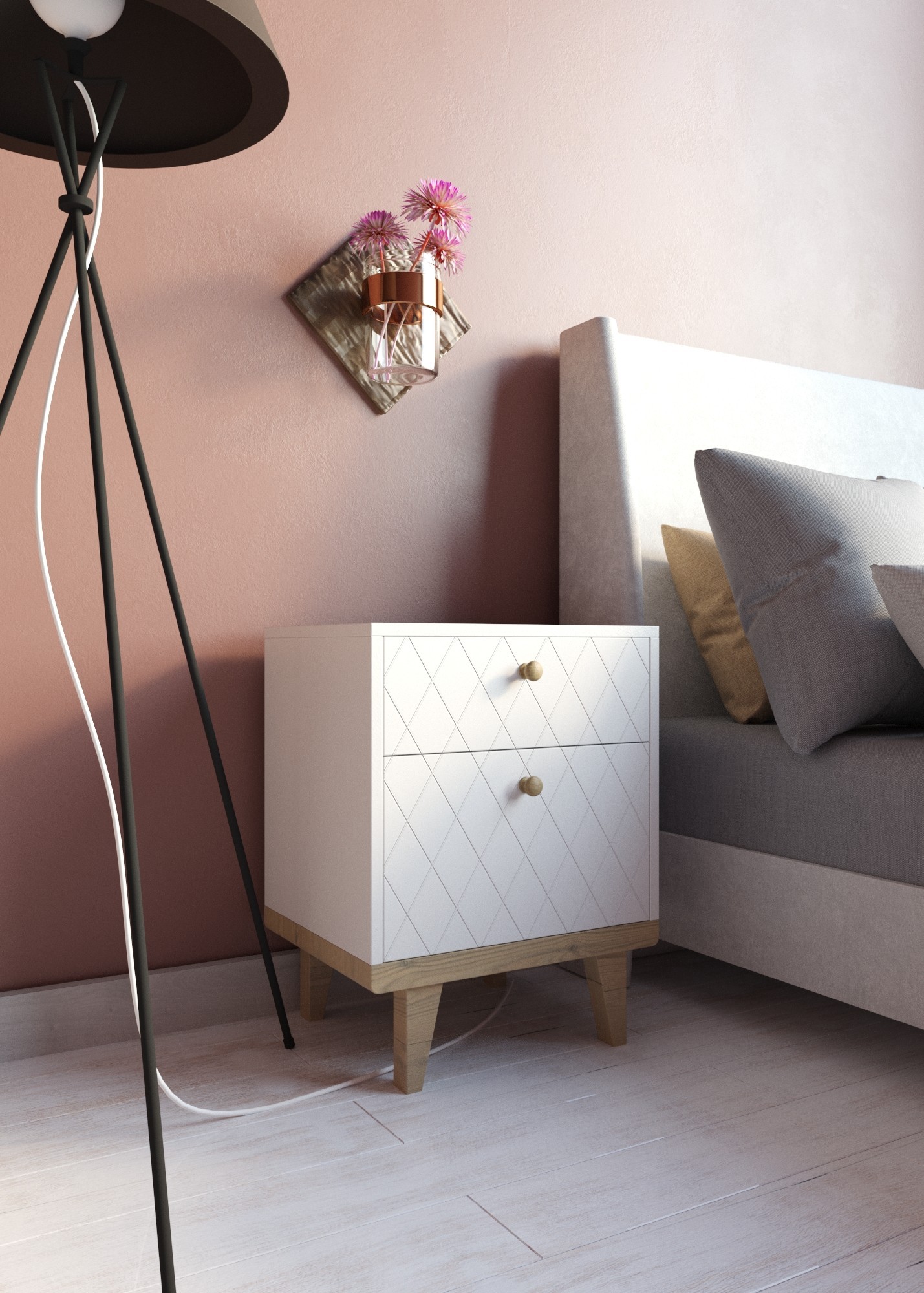 

Приліжкова тумбочка Цех44 Новара 40х40х50 см Білий