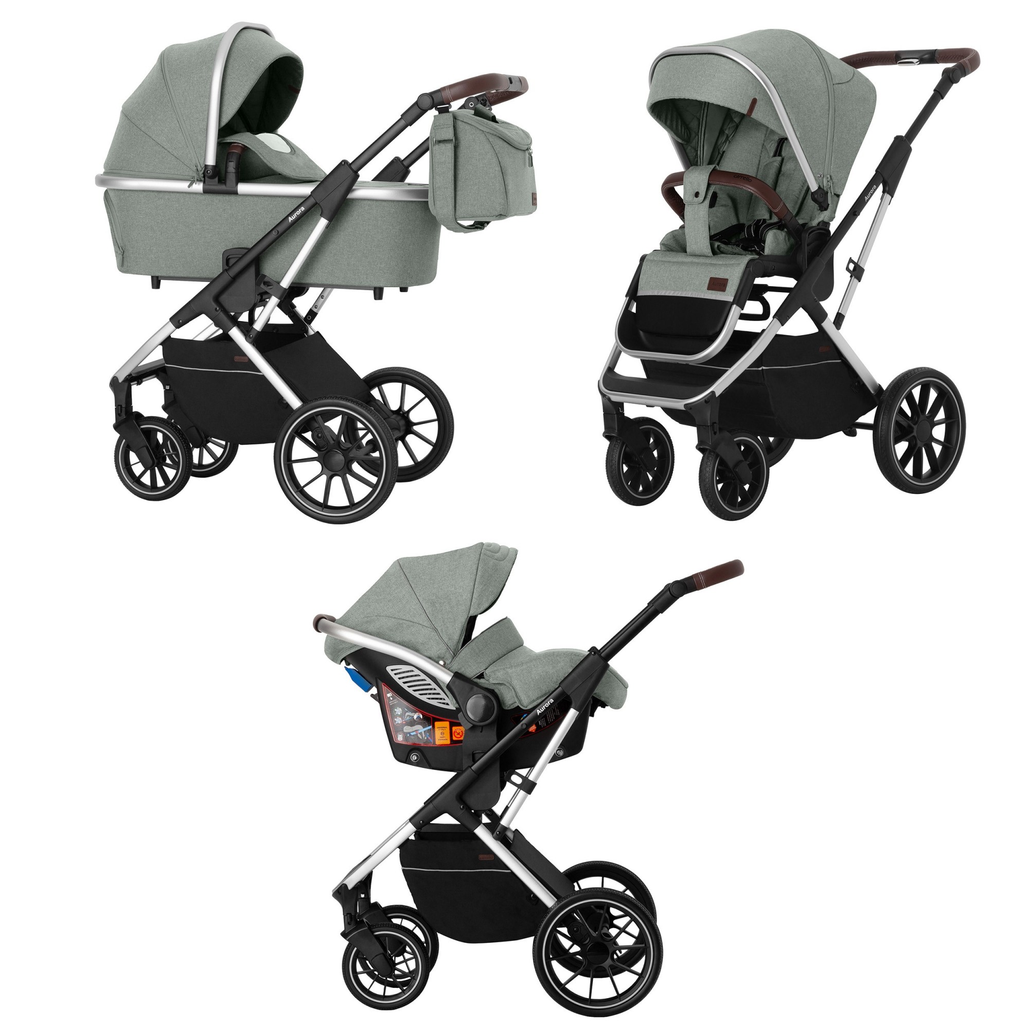 

Коляска универсальная CARRELLO Aurora CRL-6502/2 (3in1) Tee Green +дождевик