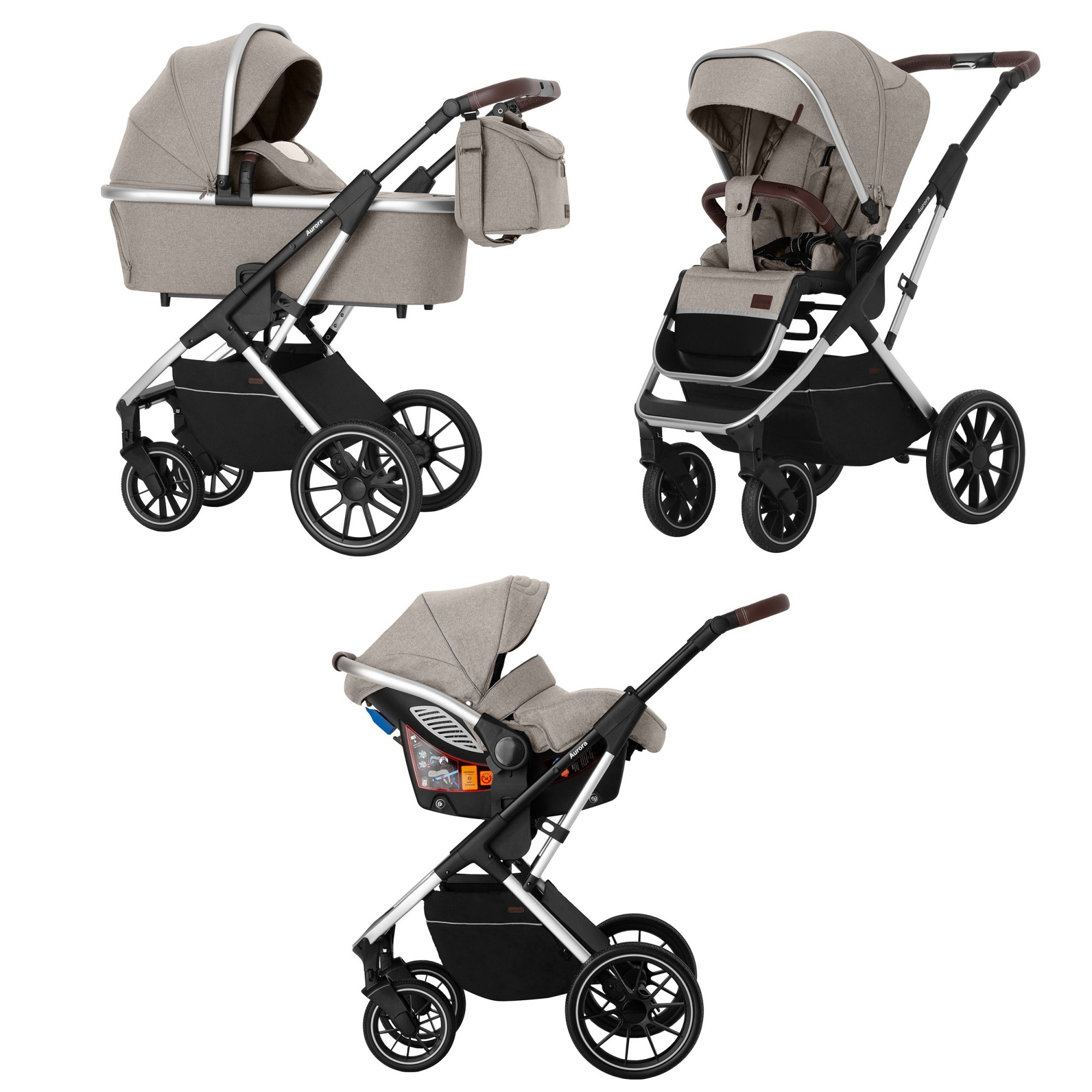 

Коляска универсальная CARRELLO Aurora CRL-6502/2 (3in1) Almond Beige +дождевик
