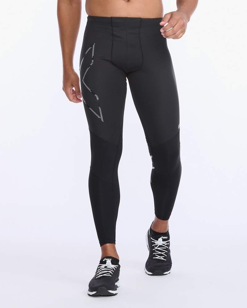 

Мужские термо-компрессионные тайтсы 2XU, Wind Shield Compression Tights, XL, черный/серебристый отражающий