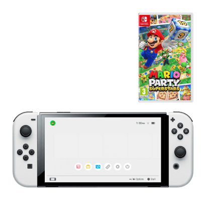 

Набор Консоль Nintendo Switch OLED Model HEG-001 64GB White Новый + Игра Mario Party Superstars