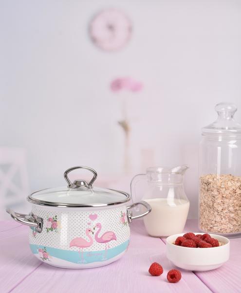 

Каструля INFINITY SD-1377 /Кастрюля /люкс/cк.кр/20 см / 3.7 л /Love Flamingo