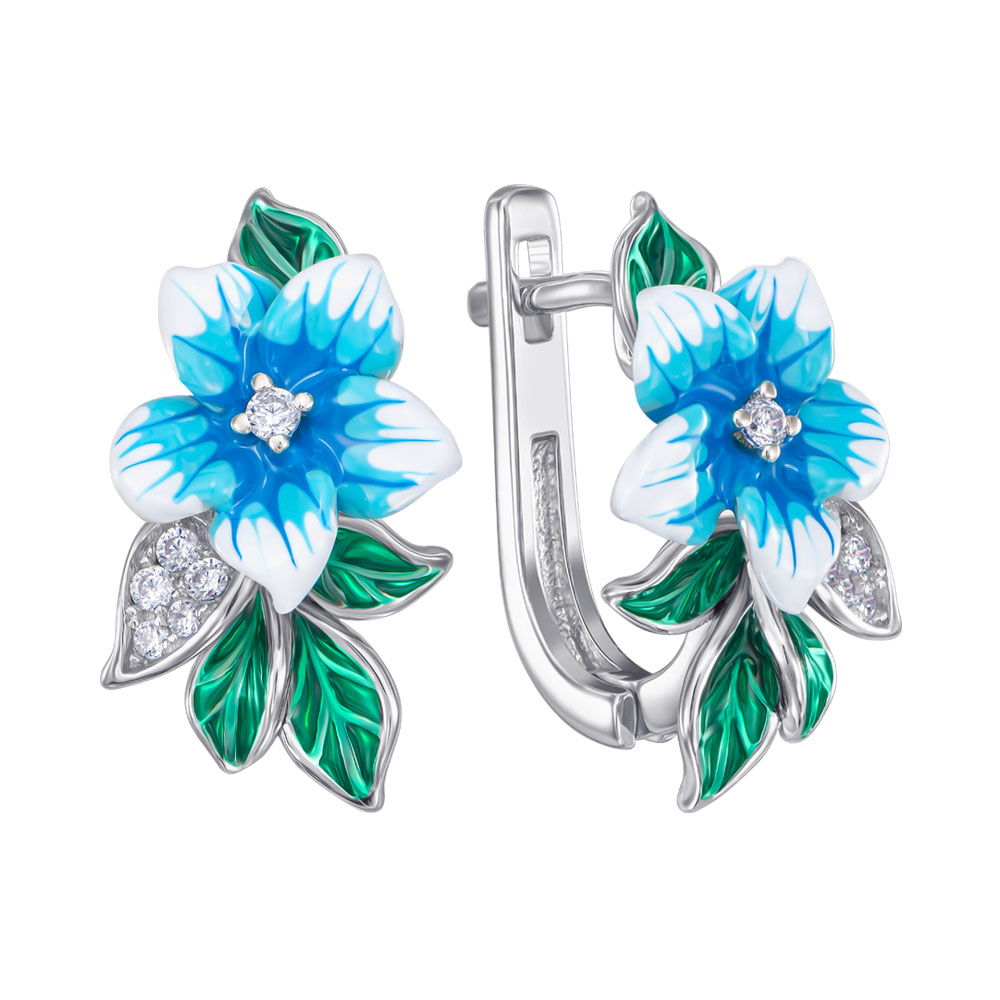 

Серьги из серебра с фианитами и эмалью 000147479