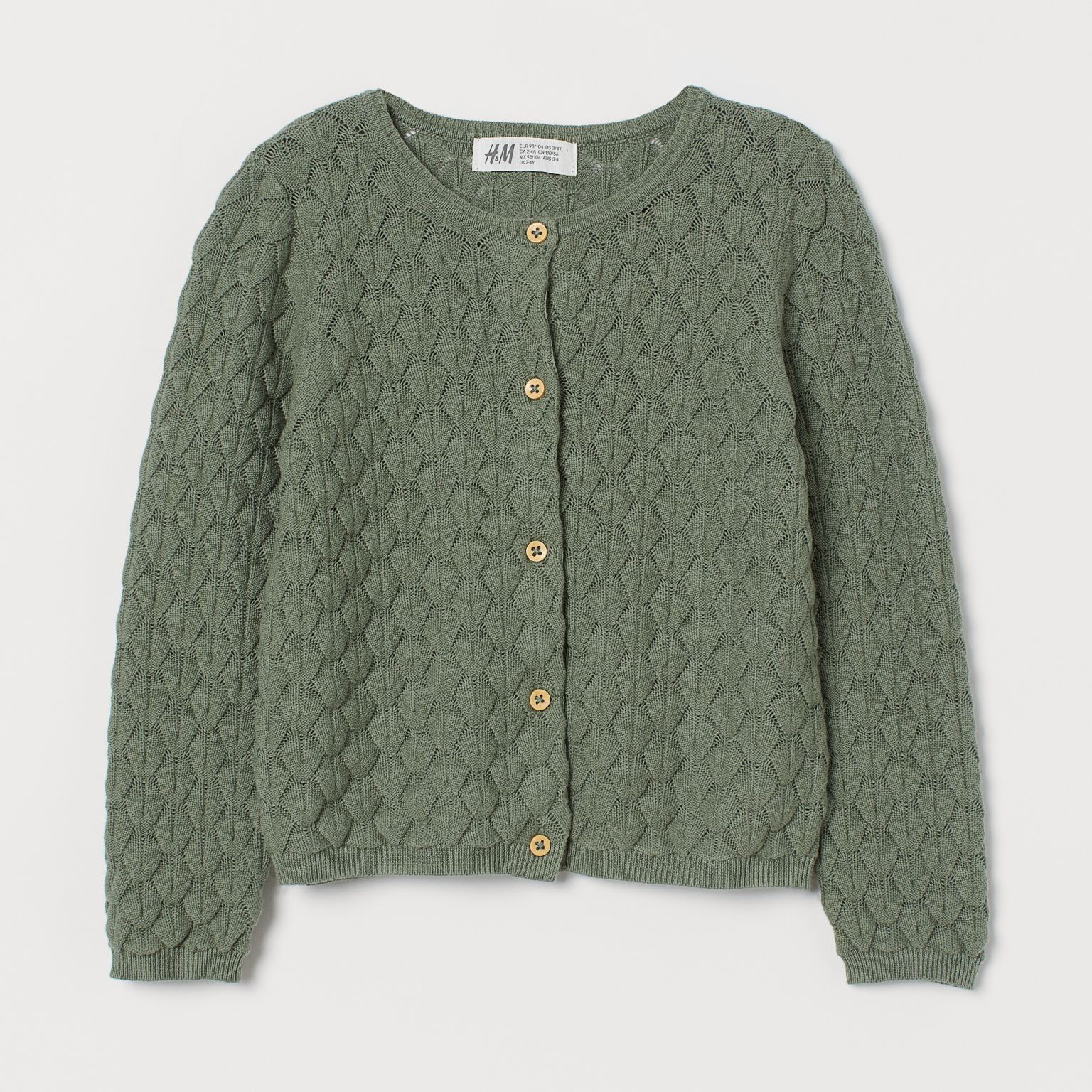 

Кардиган H&M 8501392 98-104 см Хаки (hm07288491417)