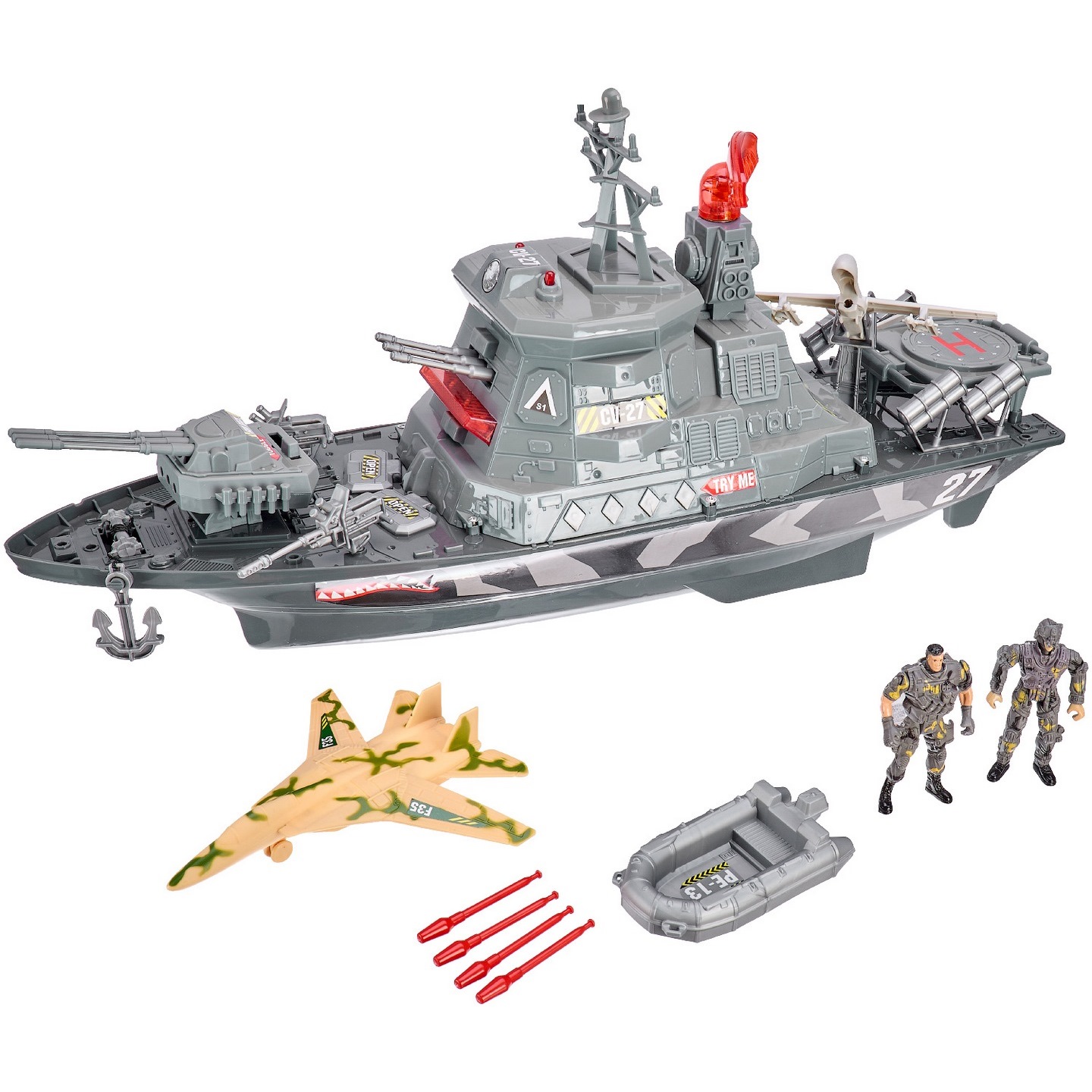

Игровой набор Военный корабль Zipp Toys, Военная Техника "Z military team" со звуковыми и световыми эффектами + аксессуары
